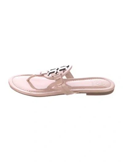 Pre-owned Tory Burch Patent Leather Flip Flops In Pink