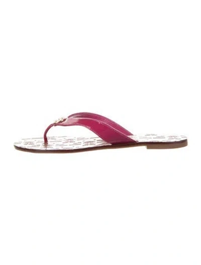 Pre-owned Tory Burch Patent Leather Flip Flops In Pink