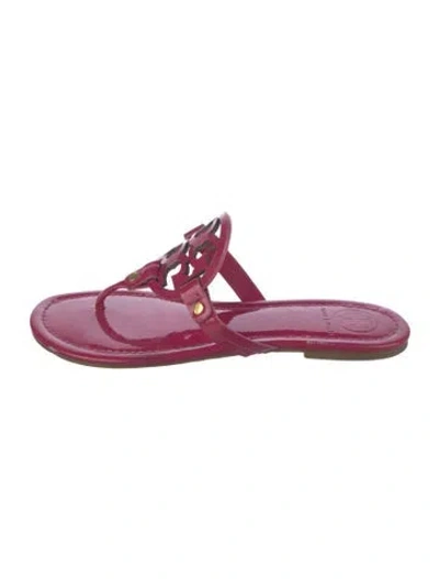 Pre-owned Tory Burch Patent Leather Flip Flops In Pink