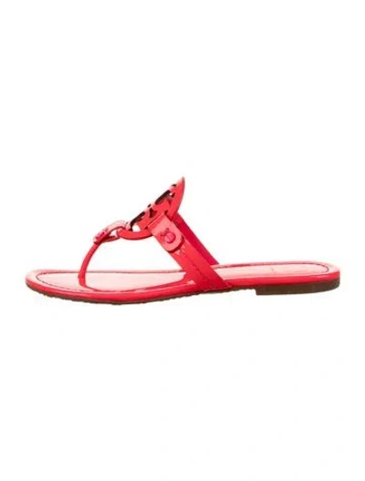 Pre-owned Tory Burch Patent Leather Flip Flops In Pink
