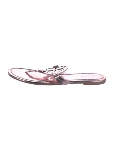 Pre-owned Tory Burch Patent Leather Flip Flops In Pink