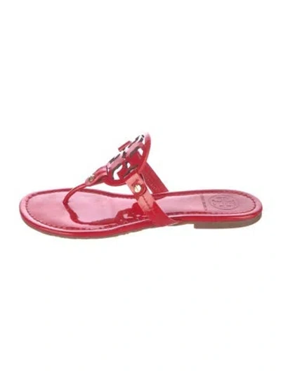 Pre-owned Tory Burch Patent Leather Flip Flops In Pink