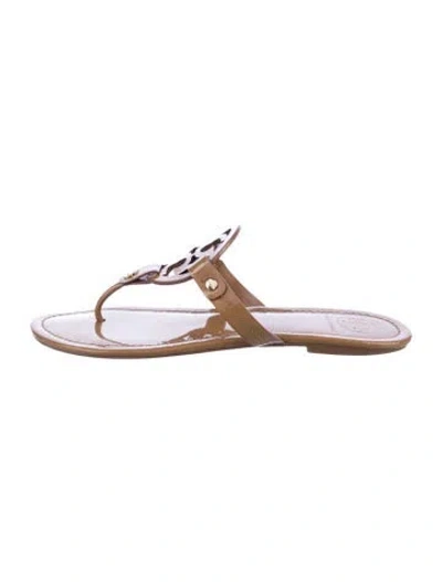 Pre-owned Tory Burch Patent Leather Flip Flops In Purple
