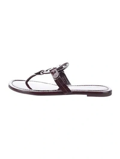 Pre-owned Tory Burch Patent Leather Flip Flops In Purple