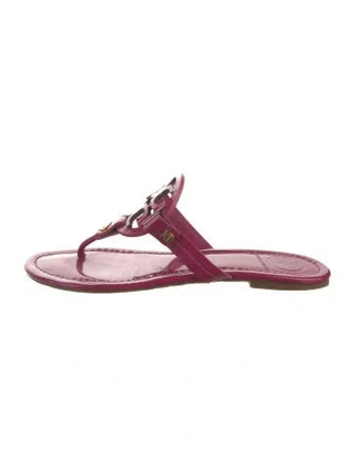 Pre-owned Tory Burch Patent Leather Flip Flops In Red