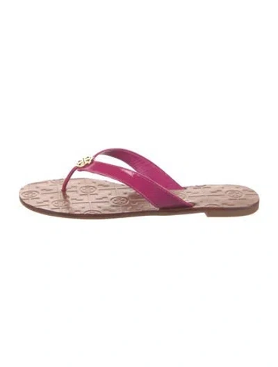 Pre-owned Tory Burch Patent Leather Flip Flops In Red