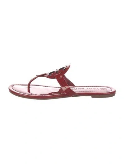 Pre-owned Tory Burch Patent Leather Flip Flops In Red