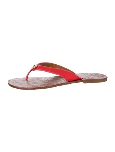 Pre-owned Tory Burch Patent Leather Flip Flops In Red