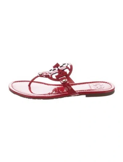 Pre-owned Tory Burch Patent Leather Flip Flops In Red