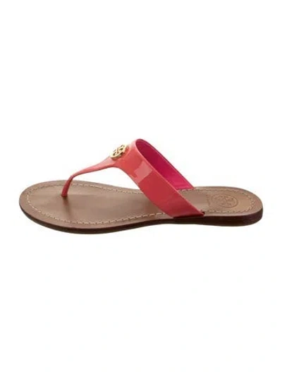 Pre-owned Tory Burch Patent Leather Flip Flops In Red