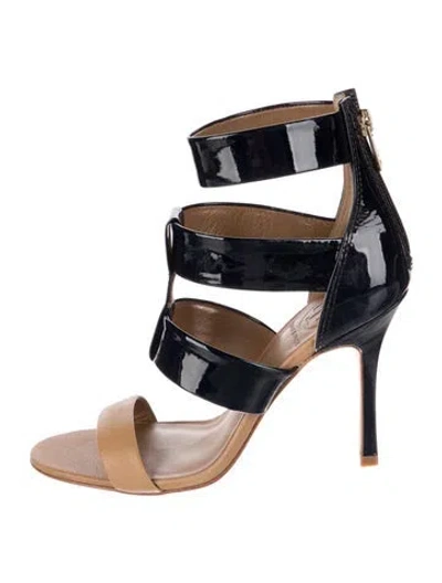 Pre-owned Tory Burch Patent Leather Gladiator Sandals In Blue