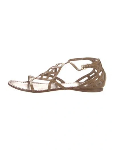 Pre-owned Tory Burch Patent Leather Gladiator Sandals In Brown