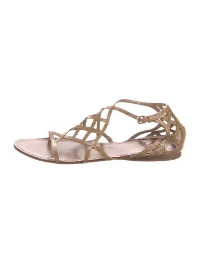 Pre-owned Tory Burch Patent Leather Gladiator Sandals In Neutrals
