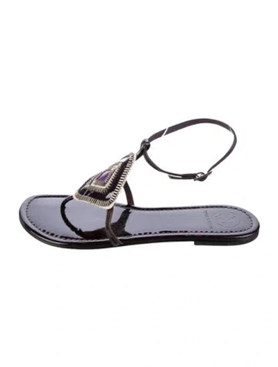 Pre-owned Tory Burch Patent Leather Gladiator Sandals In Purple