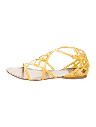 Pre-owned Tory Burch Patent Leather Gladiator Sandals In Yellow
