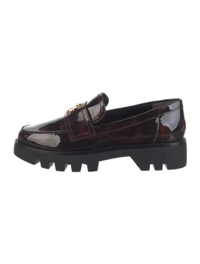 Pre-owned Tory Burch Patent Leather Loafers In Black