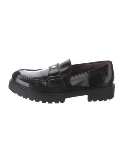 Pre-owned Tory Burch Patent Leather Loafers In Black
