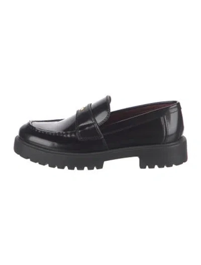 Pre-owned Tory Burch Patent Leather Loafers In Black