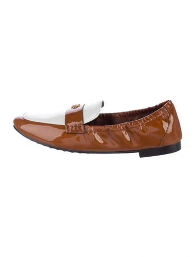 Pre-owned Tory Burch Patent Leather Loafers In Brown