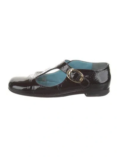Pre-owned Tory Burch Patent Leather Mary Jane Flats In Black
