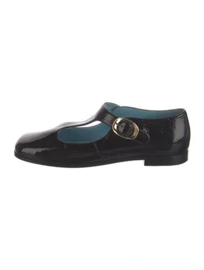 Pre-owned Tory Burch Patent Leather Mary Jane Flats In Black