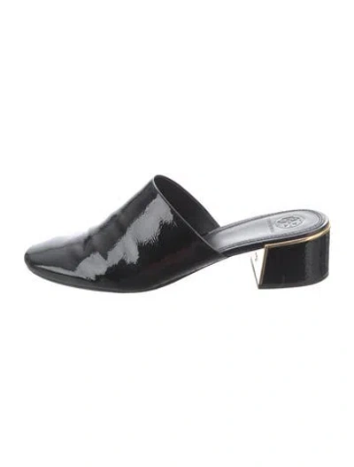 Pre-owned Tory Burch Patent Leather Mules In Black