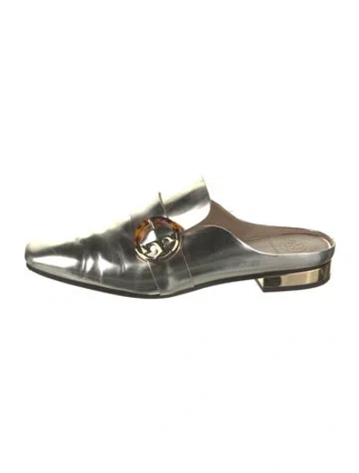 Pre-owned Tory Burch Patent Leather Mules In Gold