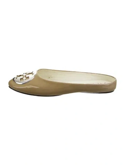 Pre-owned Tory Burch Patent Leather Mules In Gold