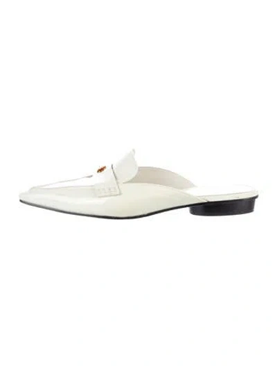 Pre-owned Tory Burch Patent Leather Mules In Neutral