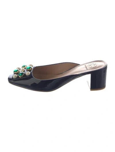 Pre-owned Tory Burch Patent Leather Mules W/ Tags In Blue
