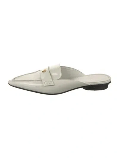 Pre-owned Tory Burch Patent Leather Mules In White