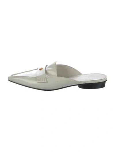 Pre-owned Tory Burch Patent Leather Mules In White