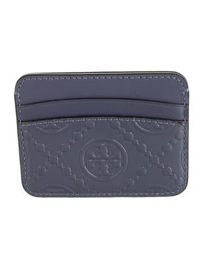 Pre-owned Tory Burch Patent Leather Patterned Card Holder In Purple