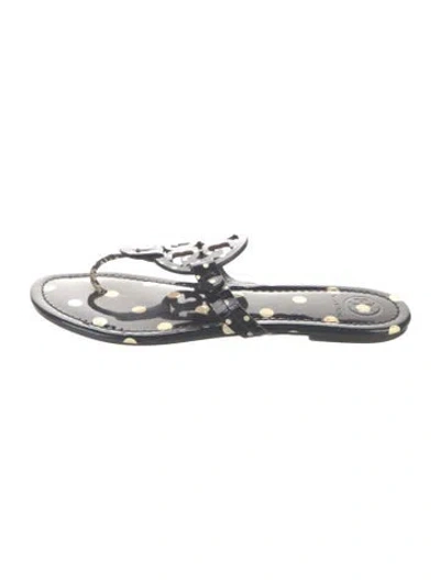 Pre-owned Tory Burch Patent Leather Polka Dot Print Flip Flops In Blue