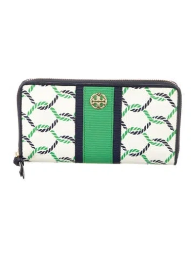 Pre-owned Tory Burch Patent Leather Printed Continental Wallet In Multi