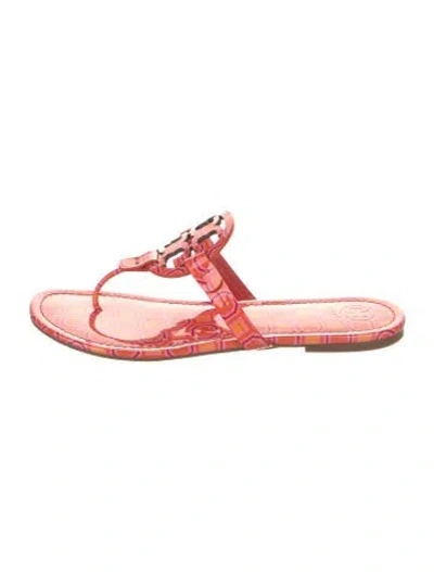 Pre-owned Tory Burch Patent Leather Printed Flip Flops In Multi