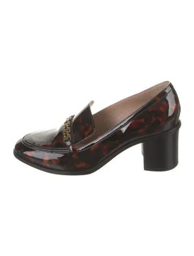 Pre-owned Tory Burch Patent Leather Printed Pumps In Brown