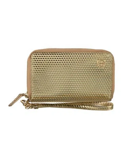 Pre-owned Tory Burch Patent Leather Printed Wallet In Gold