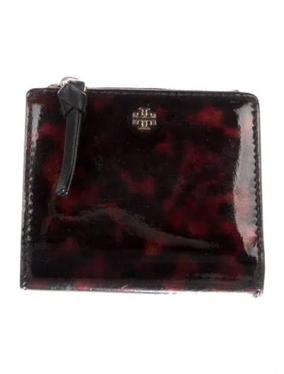 Pre-owned Tory Burch Patent Leather Printed Wallet In Multi