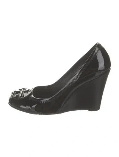 Pre-owned Tory Burch Patent Leather Pumps In Black/silver