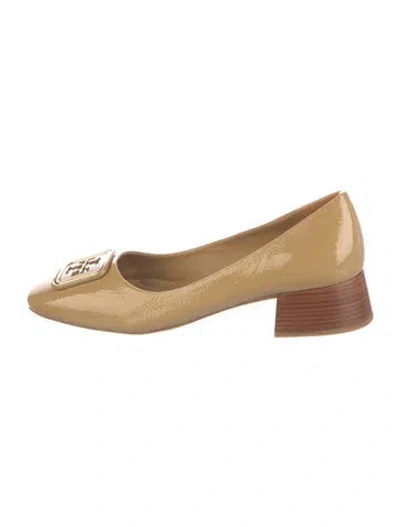 Pre-owned Tory Burch Patent Leather Pumps In Neutral