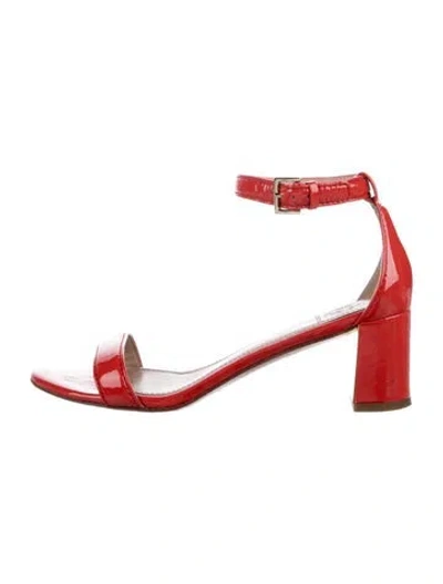 Pre-owned Tory Burch Patent Leather Sandals In Red
