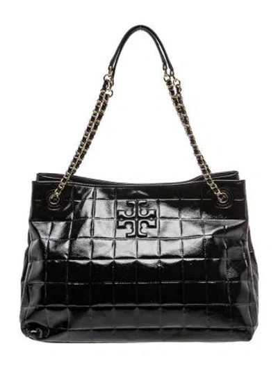 Pre-owned Tory Burch Patent Leather Shoulder Bag In Black