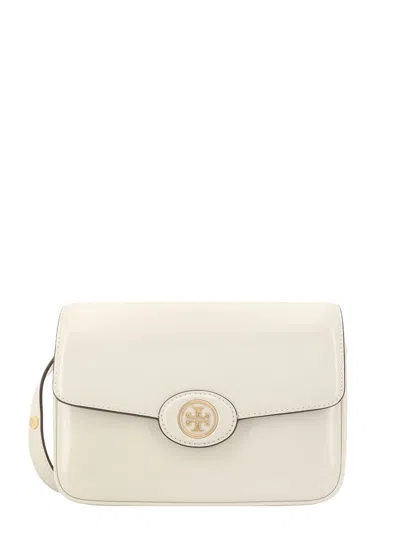 Tory Burch Patent Leather Shoulder Bag With Frontal Logo In White