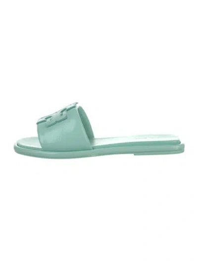 Pre-owned Tory Burch Patent Leather Slides In Blue