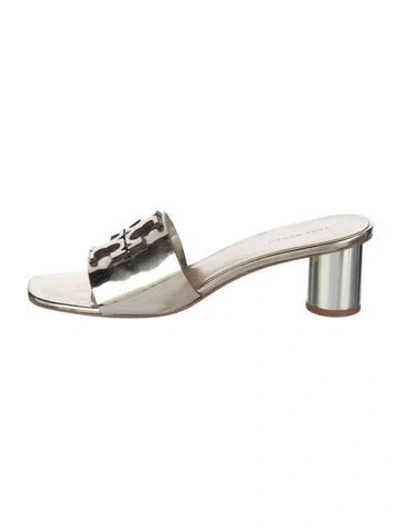 Pre-owned Tory Burch Patent Leather Slides In Gold/metallic