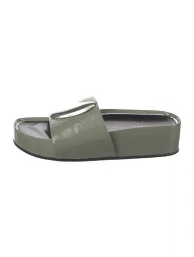Pre-owned Tory Burch Patent Leather Slides In Green