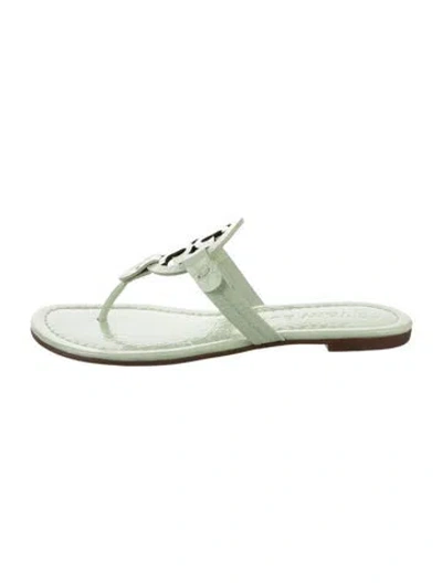 Pre-owned Tory Burch Patent Leather Slides In Green