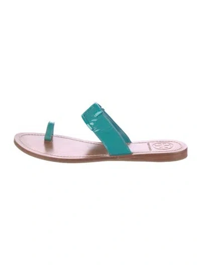 Pre-owned Tory Burch Patent Leather Slides In Multi