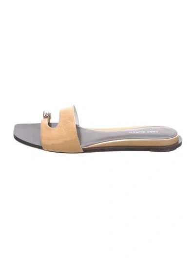 Pre-owned Tory Burch Patent Leather Slides In Multicolor